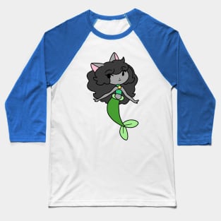 Pretty Mermaid Cat Girl Baseball T-Shirt